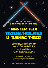 Lightsaber Space Battle Birthday Party Invitations