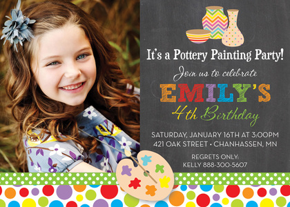 Pottery Party Chalkboard Invitations