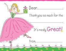 Twirling Ballerina Girl Kids Fill-in Thank You Cards