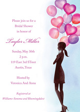 Party Balloon Girl Bridal Shower Invitations