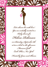 Walking Belly Mom For Baby Girl Invitations
