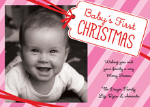 Baby's 1st Christmas Stripes Pink Photo Cards