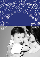 Blue Hanukkah Chalkboard Photo Cards