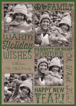 Warm Holiday Wishes Blue Photo Cards