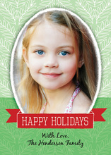 Happy Holiday Leaves Green Photo Cards
