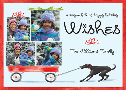 Holiday Wagon with Golden Dog Photo Cards