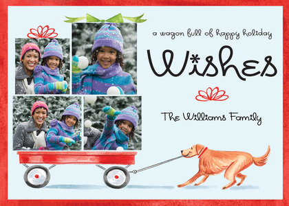 Holiday Wagon with Black Dog Photo Cards