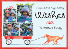 Holiday Wagon with Golden Dog Photo Cards