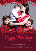 Peaceful Holiday Vines Red Photo Cards