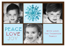 Peace, Love, Joy Snowflake Blue Photo Cards