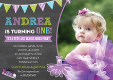 Ties Tutus Photo Birthday Party Invitations