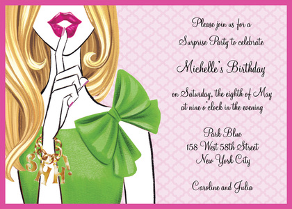 Stylish Surprise Brunette Girl Invitations