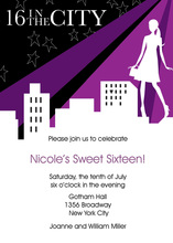 Sixteen in the City Birthday Invitations