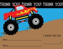 Red Monster Truck Fill-in Thank You Cards