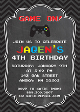 Colorful Chevrons Chalkboard Video Game Invitations