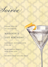 Two Martini Chalkboard Birthday Party Invitations