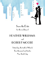 Cheer Silhouette Couple Blue Invitations