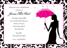 Pink Umbrella Silhouette Bridal Invitations