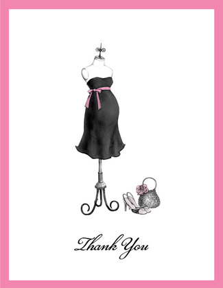 Expecting Dress Form Green Thank You Cards