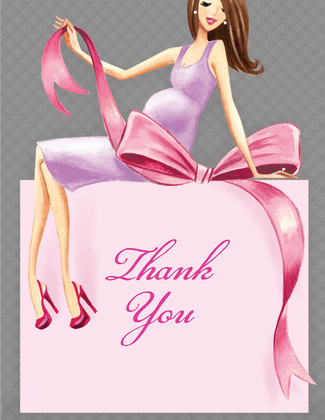 Expecting a Big Gift Girl Blonde Lady Thank You Cards