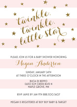 Pink Stripes Gold Glitter Twinkle Little Star Invites