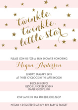 Pink Stripes Gold Glitter Twinkle Little Star Invites
