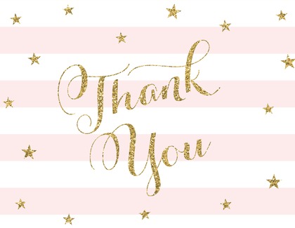 Gold Glitter Stars Thank You Cards