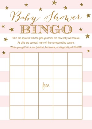 Mint Stripes Gold Glitter Baby Bingo Game Cards