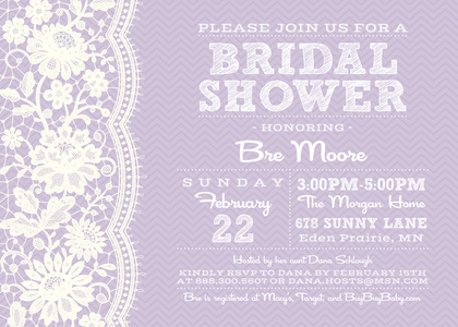 White Lace On Rusty Wood Bridal Shower Invitations