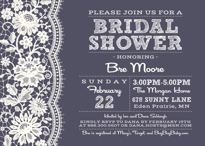 White Lace Kraft Graphic Background Bridal Invitations