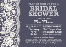 Teal Script Lace On Burlap Bridal Shower Invitations