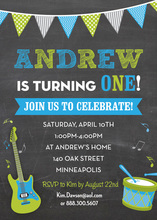 Making Music Blue Green Gray Birthday Invitations