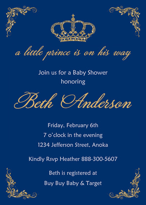 Royal Prince Chalkboard Formal Gold Crown Invitations