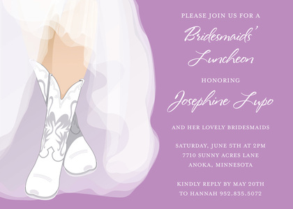 White Wedding Boots Pink Bridal Shower Invitations