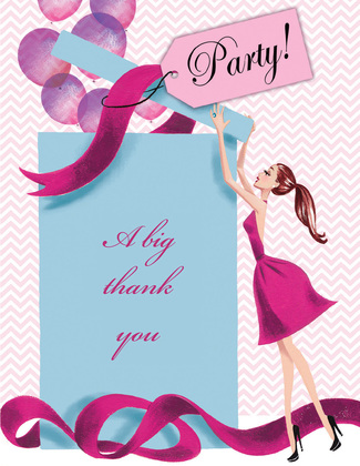 Balloon Gift Girl Blonde Lady Thank You Cards