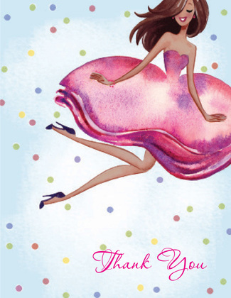 Bride With Confetti Brunette Girl Thank You Cards