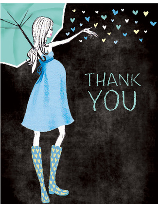 Stylish Shower Chalkboard Neutral Thank You Cards