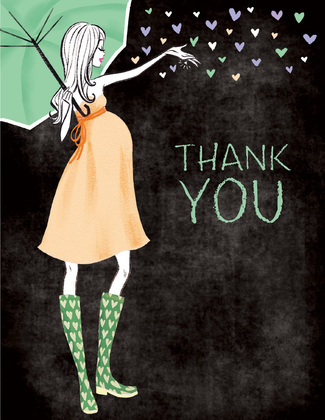Stylish Shower Chalkboard Girl Thank You Cards