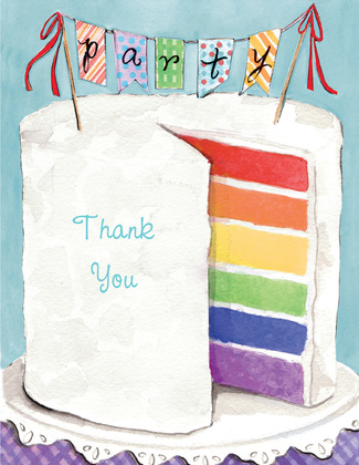 Multi Layer Pink Party Cake Thank You Cards