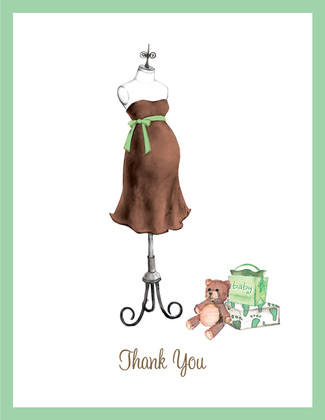Expecting Dress Form Green Invitation
