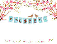 Elegant Engagement Banner Thank You Cards