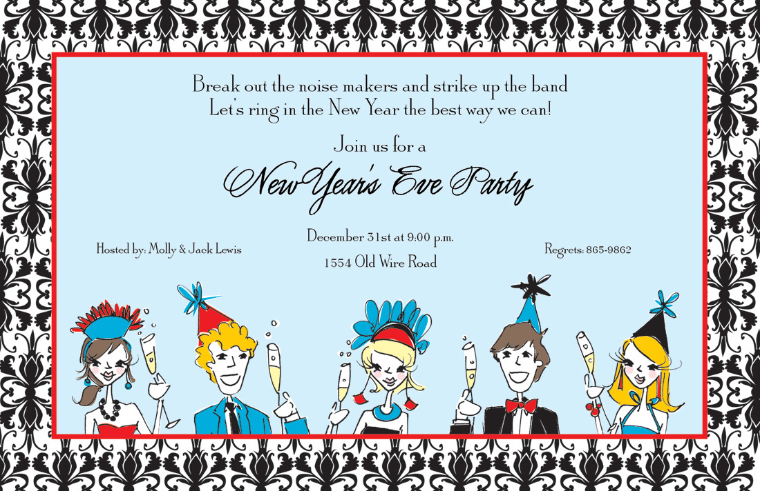 New Year Caricature Heads Invitation
