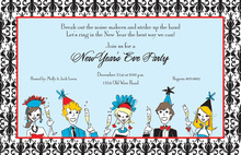 New Year Caricature Heads Invitation