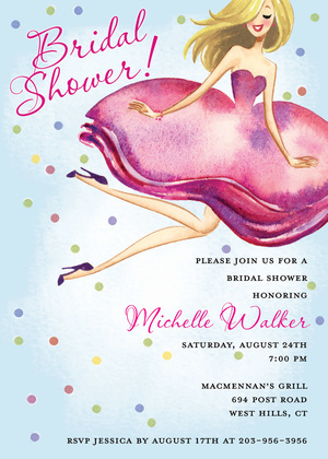 Bride With Confetti Multicultural Bridal Shower Invites