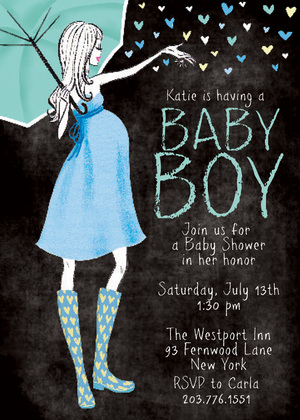 Stylish Shower Chalkboard Baby Girl Shower Invitation