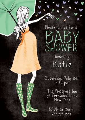 Stylish Shower Chalkboard Baby Girl Shower Invitation