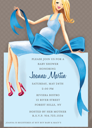 Expecting a Big Gift Boy Brunette Mom Invitations