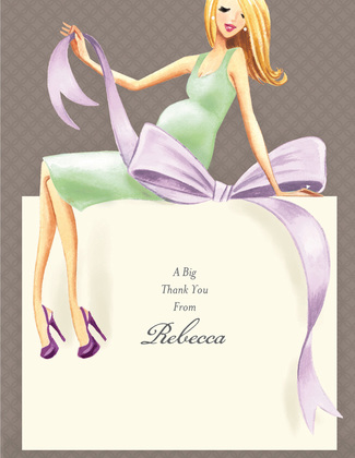 Expecting a Big Gift Neutral Brunette Lady Thank You Cards