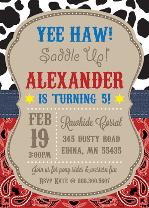 Saddle Up Cowgirl Birthday Party Invitations