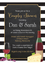 Striped Border Chalkboard Wine Cheese Invitations